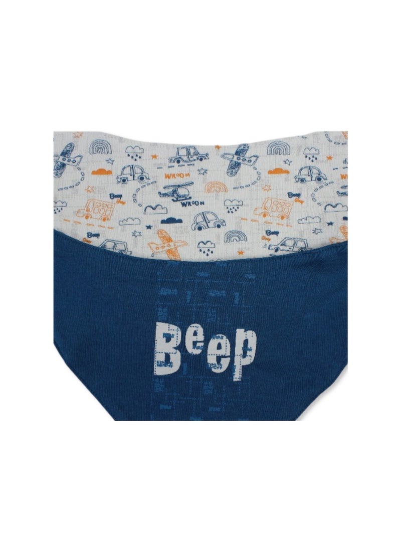 Junior Cotton Bib – Salmon + Off-White with "Beep" Print - Image 3